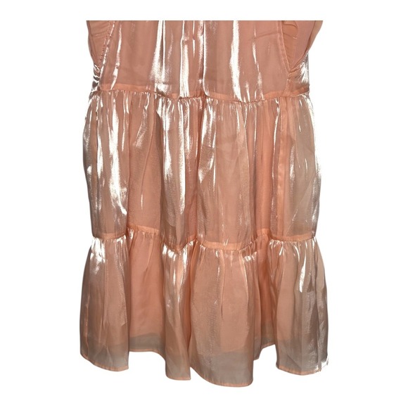 Entro Pink Ruffle Sleeve Tiered Mini Dress High Neck Party Women Size Medium NWT - Picture 5 of 14